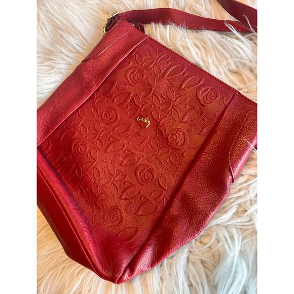 Velez Women's Leather Floral Print Includes Crossbody Shoulder Bag‎ Maroon - Picture 4 of 11